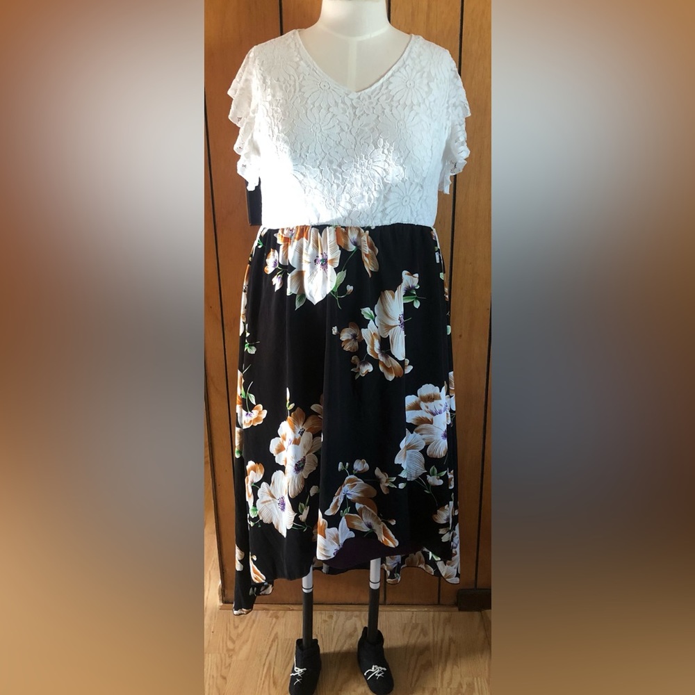 Shein curve color block floral dress size 4XL